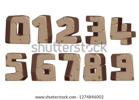 Stone style font numbers 0 to 9