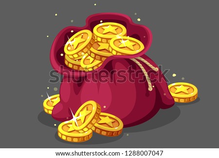Bag of gold coins vector illustration 
