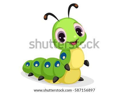 Cute caterpillar cartoon vector illustration