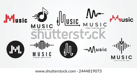 set bundle Music logo design collection with gradient style