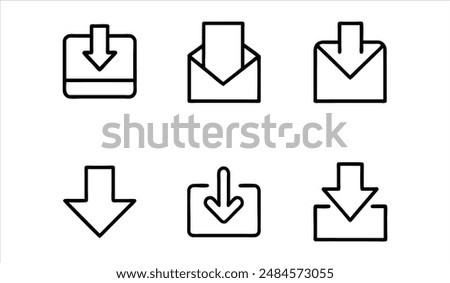 download icons set.Editable stroke. Vector illustration.
