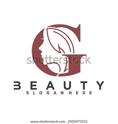 Letter G Beauty Spa Logo Concept With Woman Face Icon Vector Template