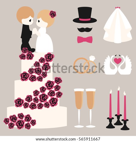 Vector illustration of wedding color symbols set