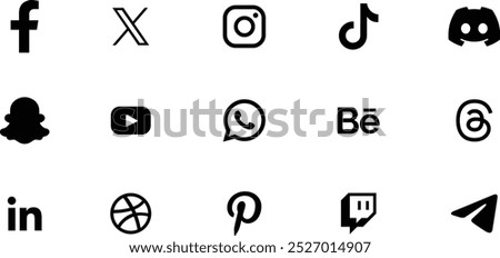 Professional social media icons, Symbols, Popular social network logo icons collection in various forms, Popular social network symbols, social media logo icons collection