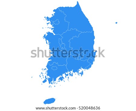 Vector South Korea Map - 520048636 : Shutterstock