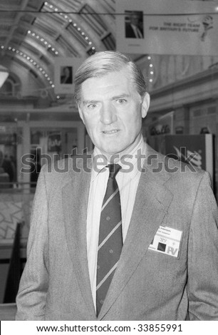BLACKPOOL, ENGLAND-OCTOBER 10: Cecil Parkinson, British Government minister and Conservative member of parliament, at a conference on October 10, 1989 in Blackpool, England.