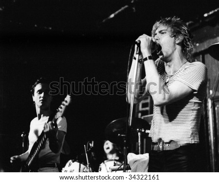 LONDON-CIRCA 1978: The White Cats, British pop group, perform live on stage circa 1978 in London. L-R Steve Turner, Kelvin Blacklock.