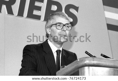 LONDON, ENGLAND - JUNE 27: John Major, British Prime Minister and Conservative party Leader speaks at a conference on June 27, 1991 in London. He was Prime Minister from 1990 -1997.