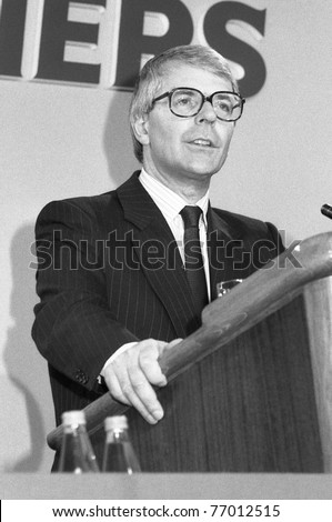 LONDON, ENGLAND - JUNE 27: John Major, British Prime Minister and Leader of the Conservative party, speaks at a conference on June 27, 1991 in London. He was Prime Minister from 1990 until 1997.