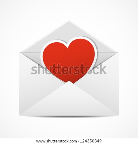 Valentine\'s Day Greetings. Valentine in the open envelope. Vector illustration.