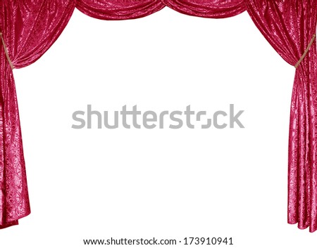 The photo of smart curtains from a red satin velvet, isolated