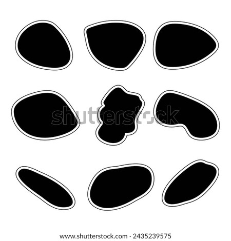 outlined and filled geometric fluid black and white shapes vector illustration