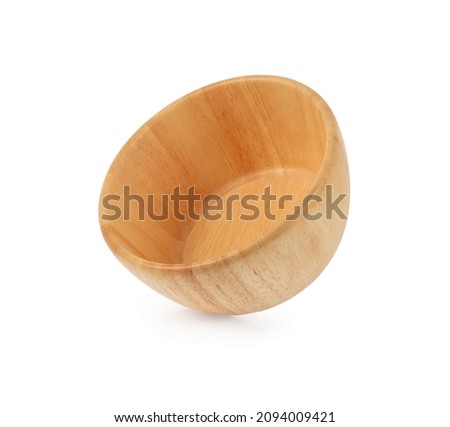 tilted up of empty wooden bowl isolated on white background Stock foto © 
