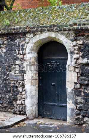 Old wooden door in english house