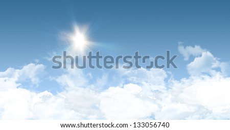 Sunny summer background with clear blue sky - great copy-space for posters, cards or banners