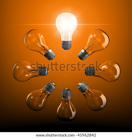 Ring Of Light Bulbs With One Lit Up Stock Photo 45962842 : Shutterstock