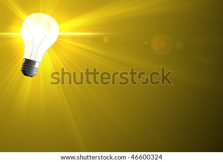 Radiating light bulb idea background with copy-space