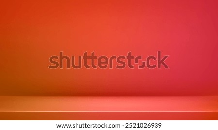 Empty studio room background. Red abstract gradient scene. Autumn template. Limbo bg. 3d wall floor podium vector illustration.