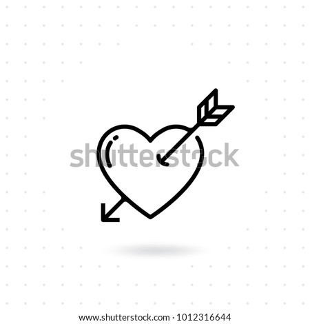 Heart with arrow icon. Valentines day vector line icon , Cupid dart pierced to the heart. Arrow of cupid, Love symbol with arrow. Happy Valentines day vector design