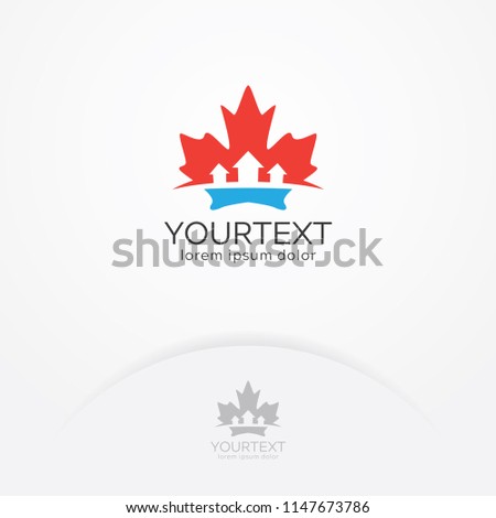 Maple arrow logo. Vector leaves of maple trees with arrows, a symbol of Canada country and business finance. Vector logo template