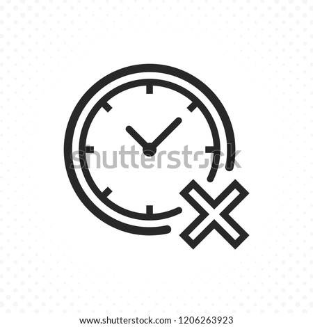 Clock with cross icon. Illustration of a clock with not allowed symbol, Block cancel clock or time icon. Clock time with X mark icon
