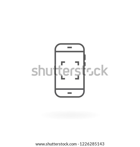 Smartphone icon. Mobile phone icon in thin line icon. Smartphone with screenshot symbol