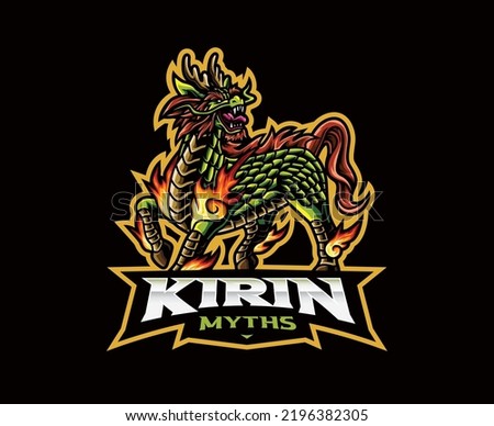 Kirin mascot logo design. Kirin asian mythological vector illustration. Logo illustration for mascot or symbol and identity, emblem sports or e-sports gaming team