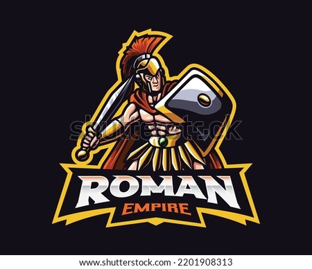 Roman empire mascot logo design. Roman warrior vector illustration. Logo illustration for mascot or symbol and identity, emblem sports or e-sports gaming team