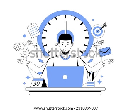 Illustration of effective time management. Manage strategic plans, tasks, events, and business meeting schedules. To-do list and business development plan