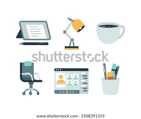 Remote work vector set. Work from home, Vector illustration isolated on white background