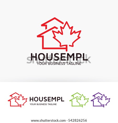 House leaf logo design. House and Environment logo concept. Vector logo template