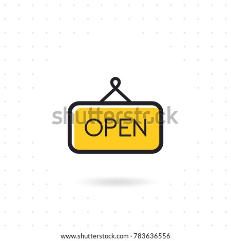 Open sign icon. Vector open door sign. Open icon vector isolated on white background. Open sign line icon for websites, mobile apps, and info graphic. Colored flat line vector illustration