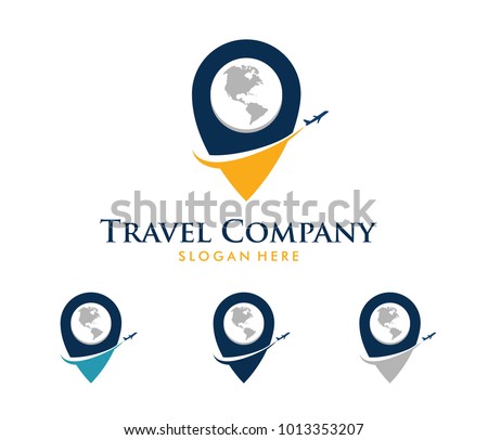 vector logo design illustration for tour and travel agency, trip advisor, aviation company, adventure event