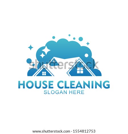 home apartment cleaning and washing service vector logo design template