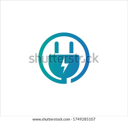 blue electric plugin inside circle vector icon logo design template for high efficiency electric power source