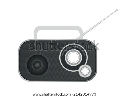 Black and white vector illustration of portable radio device