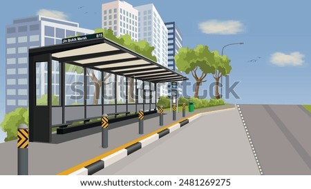 Similar – Image, Stock Photo Bus stop in landscape format