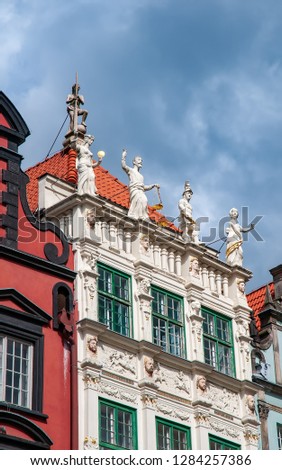 Ornamental facade of the Golden House (Zlota Kamienica) in the Old Town of Gdansk, Poland Zdjęcia stock © 
