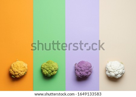 Similar – Image, Stock Photo Cauliflower variety on multi-colored background