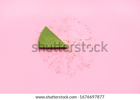 Similar – Image, Stock Photo Matcha cheesecake slice tart. Green cake slices equally