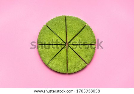 Similar – Image, Stock Photo Matcha cheesecake slice tart. Green cake slices equally