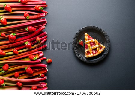 Similar – Image, Stock Photo Strawberry and rhubarb pie with a lattice crust. Fruits dessert