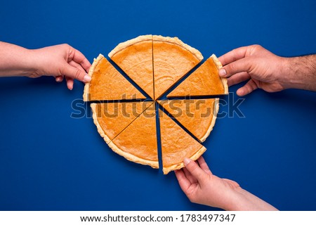 Image, Stock Photo Grabbing slice of cake. Raspberry pie with lattice top