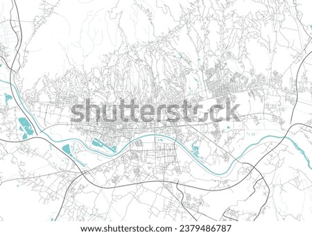 Street map art of Zagreb city in Croatia. Road map of Zagreb. Black and white (blue) illustration of Zagreb streets. Croatia Printable poster