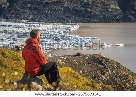 Similar – Image, Stock Photo Lonely hiker on frozen lake