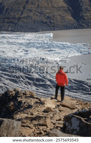 Similar – Image, Stock Photo Lonely hiker on frozen lake