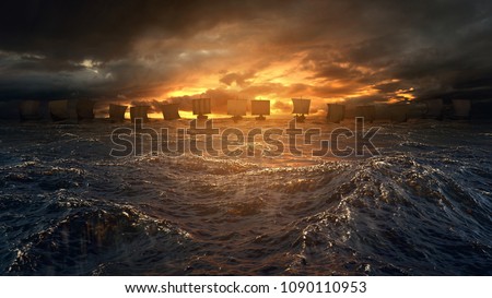 Similar – Image, Stock Photo Sailboat on sea under blue sky in daytime