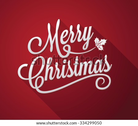 Merry Christmas On A Red Background Stock Vector Illustration 334299050 ...