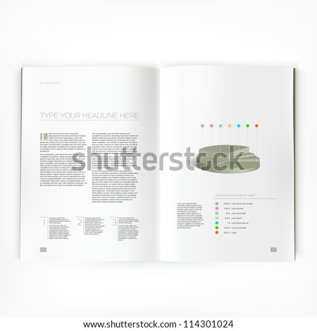 Open magazine double-page spread with text and chart