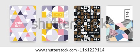 Abstract geometric pattern background texture for poster cover design. Minimal color vector banner template with circles, square